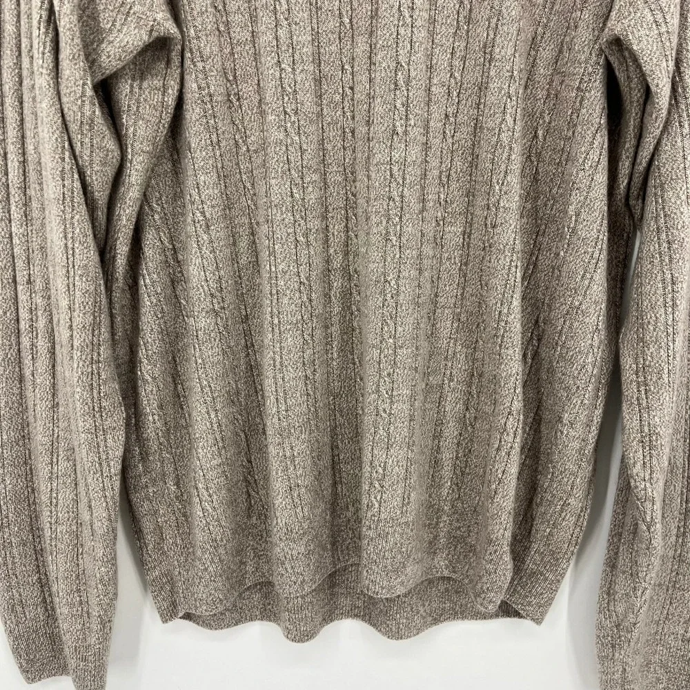 Dockers Mens XLT Tall Heathered Tan Cable Knit Polo Sweater Long Sleeve Vtg 90s